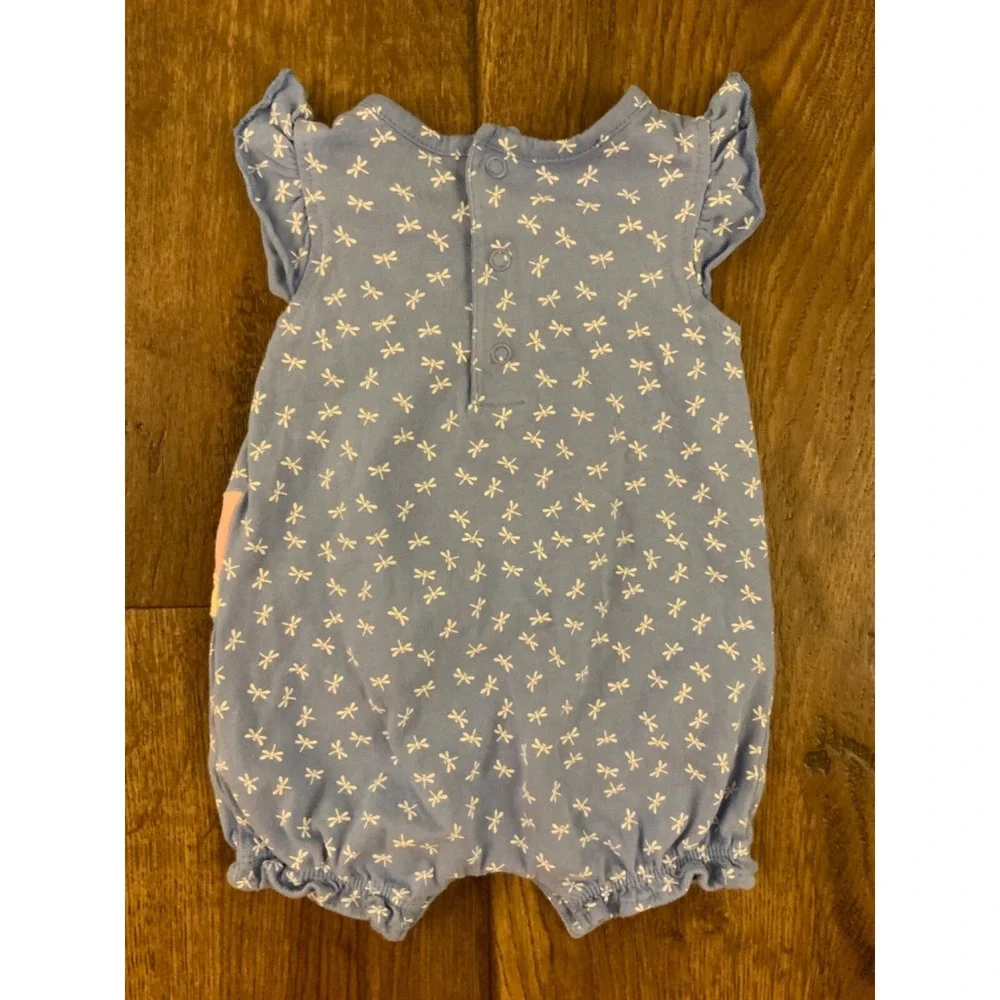 Carters Baby‎ Girl Romper Outfit 3 Months Summer Rainbow Blue Butterfly Shorts